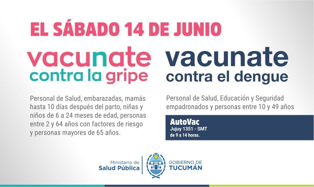 Tucumán refuerza la prevención con una jornada de vacunación contra la gripe y el dengue este sábado