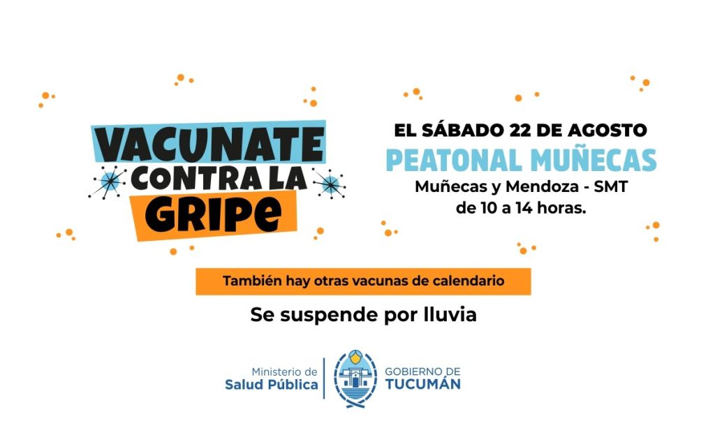 Nueva jornada de vacunación contra la Gripe, este sábado en Peatonal Muñecas